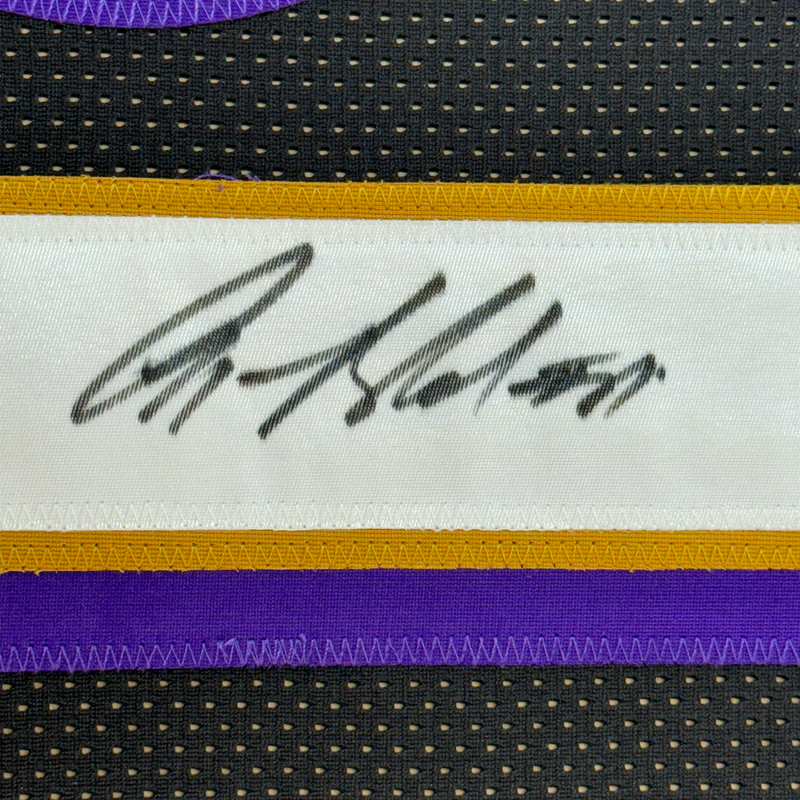 Framed Autographed/Signed Anquan Boldin 35x39 Baltimore Black Football Jersey Beckett BAS COA