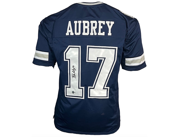 Brandon Aubrey Signed Custom Blue Football Jersey Beckett