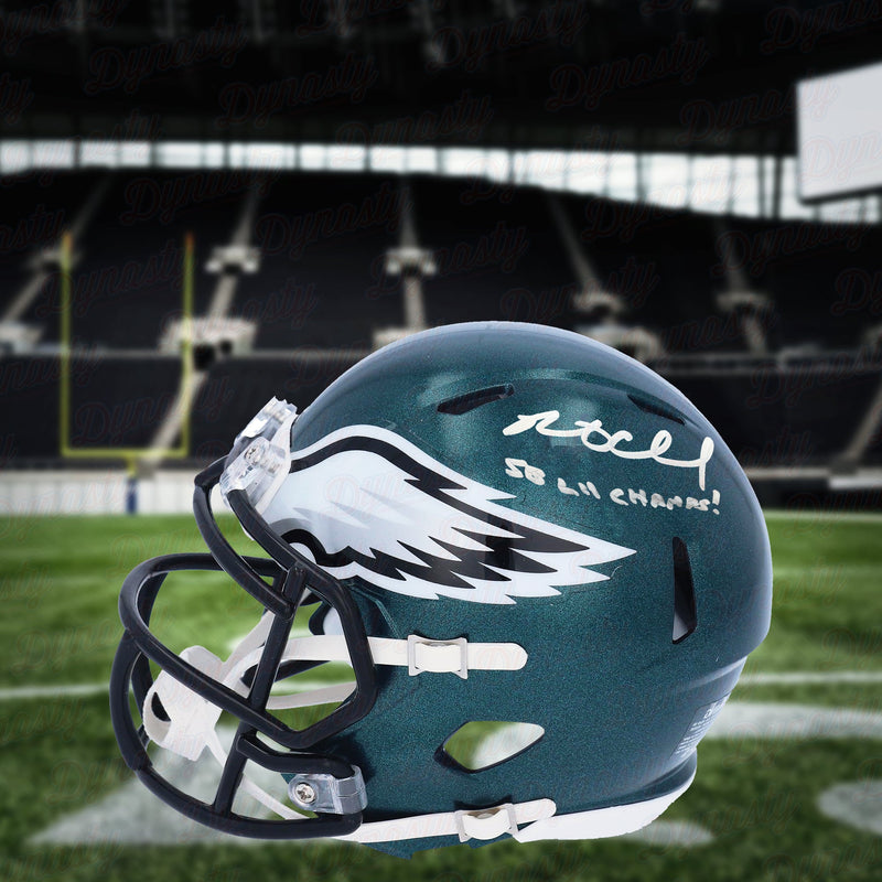Brent Celek Philadelphia Eagles Autographed Football Mini-Helmet w/ Super Bowl Champions Inscription