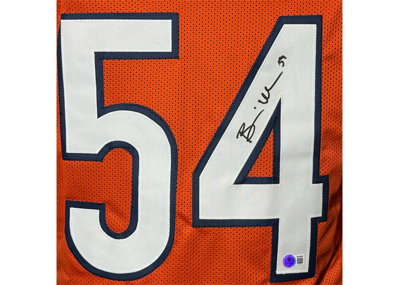 Brian Urlacher Autographed Chicago Orange Football Jersey Beckett