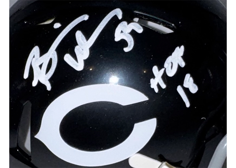 Brian Urlacher Signed Chicago Bears 1962-73 Throwback Speed Mini Helmet Beckett