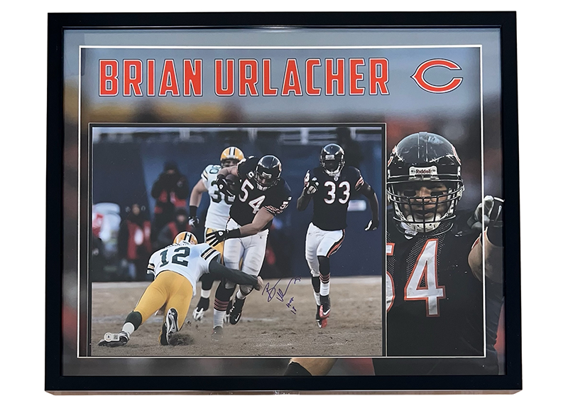 Brian Urlacher Signed Chicago Bears 31.5x24.5 LED Frame Photo HOF 18 Beckett