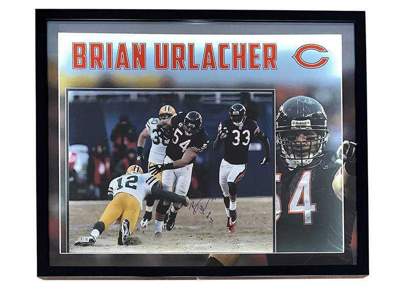Brian Urlacher Signed Chicago Bears 31.5x24.5 LED Frame Photo HOF 18 Beckett
