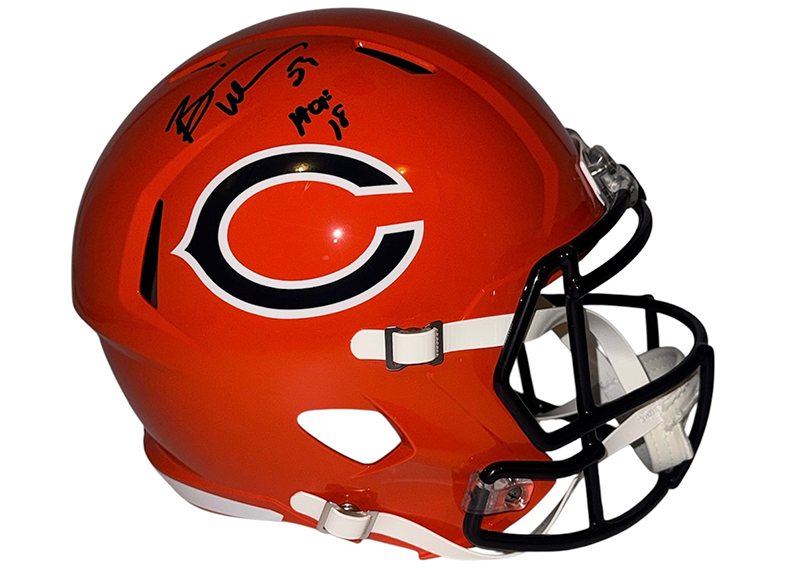 Brian Urlacher Signed Chicago Bears ALT Mini Helmet Beckett HOF Inscription