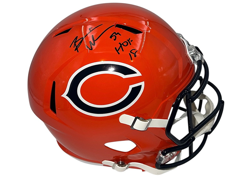 Brian Urlacher Signed Chicago Bears Full Size Alternate Helmet HOF 18 insc Beckett