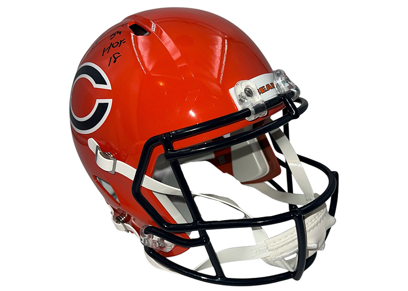 Brian Urlacher Signed Chicago Bears Full Size Alternate Helmet HOF 18 insc Beckett