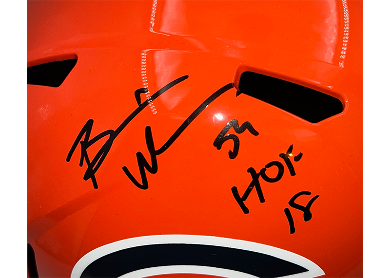 Brian Urlacher Signed Chicago Bears Full Size Alternate Helmet HOF 18 insc Beckett