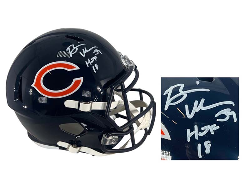 Brian Urlacher Signed Chicago Bears Full Size Helmet HOF 18 insc Beckett