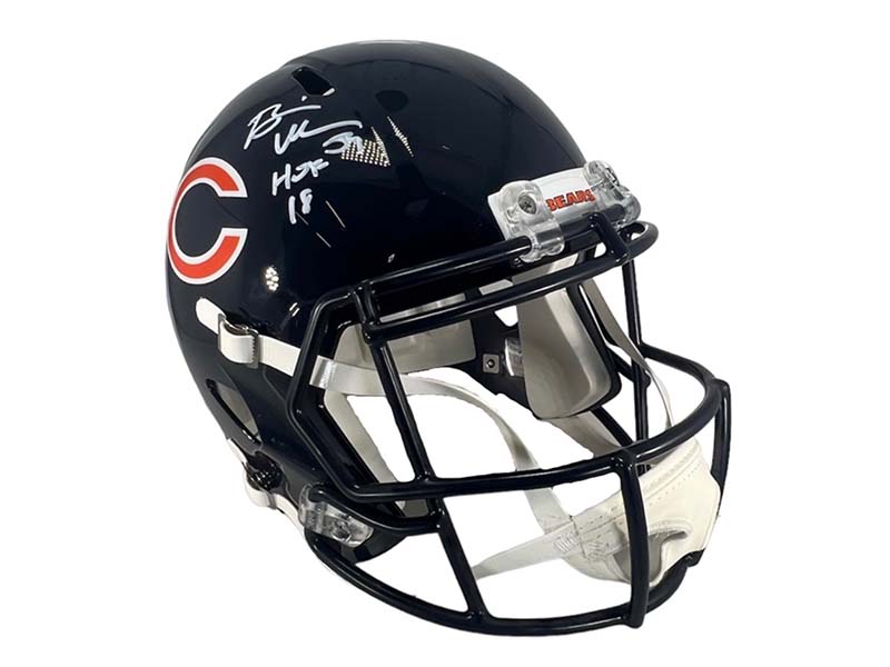 Brian Urlacher Signed Chicago Bears Full Size Helmet HOF 18 insc Beckett