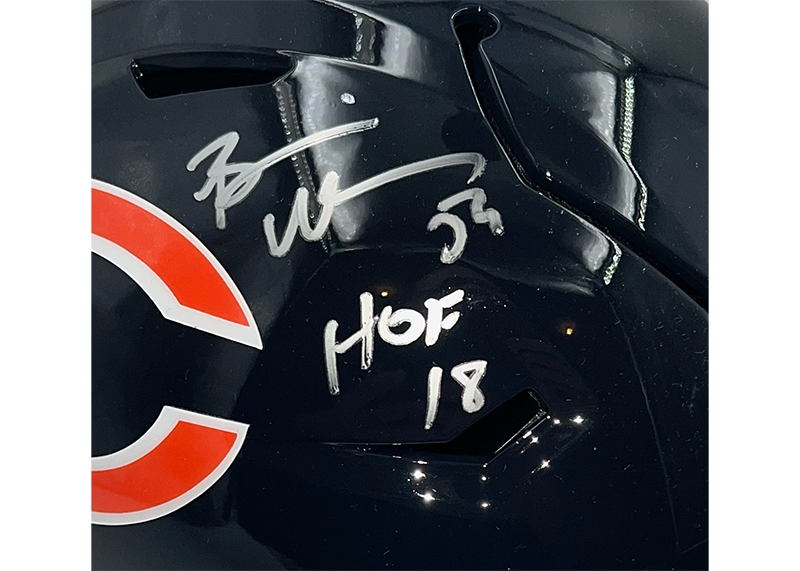 Brian Urlacher Signed Chicago Bears Speed Midi Helmet Beckett HOF Inscription