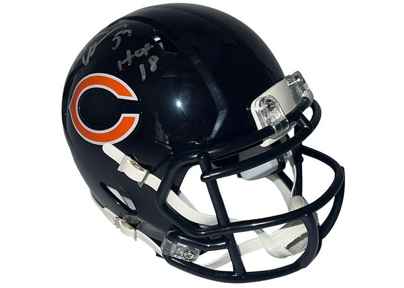 Brian Urlacher Signed Chicago Bears Speed Mini Football Helmet JSA HOF 18 Insc