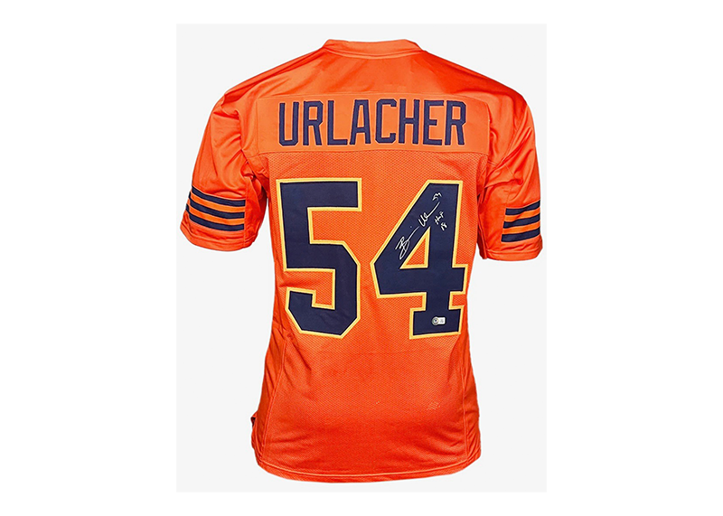 Brian Urlacher Signed HOF 18 Inscription Orange Alternate Custom Football Jersey Beckett