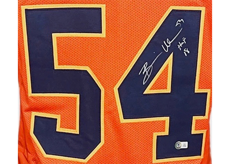 Brian Urlacher Signed HOF 18 Inscription Orange Alternate Custom Football Jersey Beckett