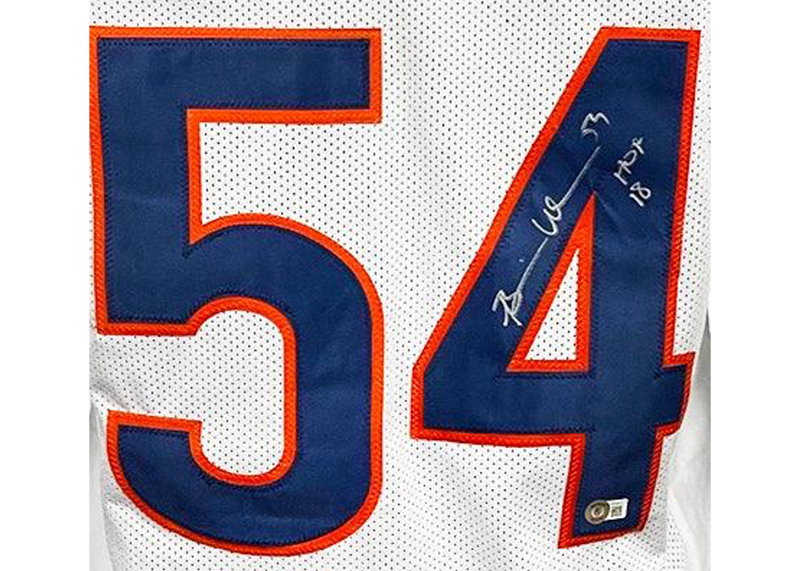 Brian Urlacher Signed HOF 18 Inscription White Custom Football Jersey Beckett