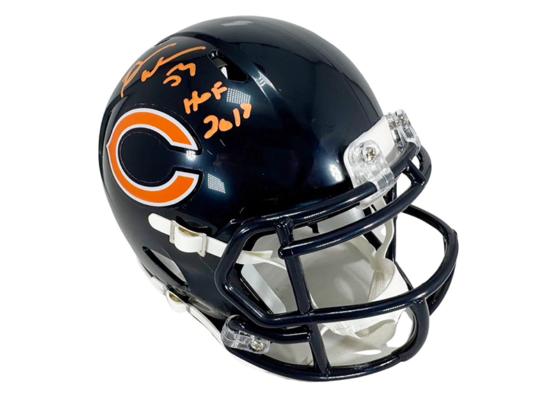 Brian Urlacher Signed HOF 2018 Inscription Chicago Bears Speed Mini Football Helmet JSA