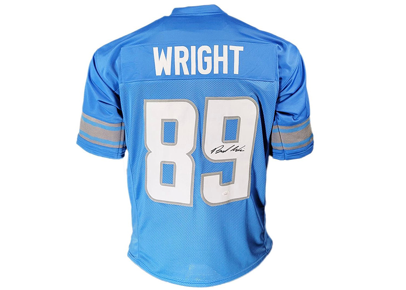 Brock Wright Signed custom Blue Football Jersey (JSA)