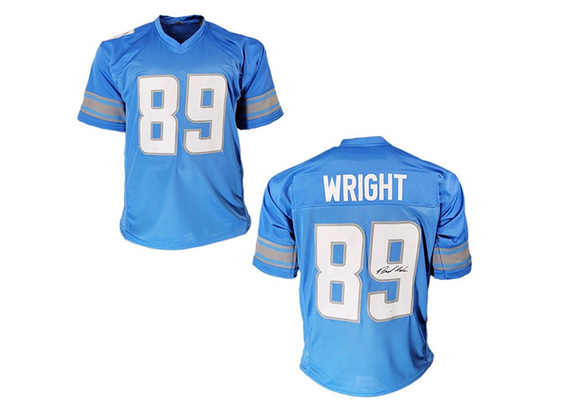 Brock Wright Signed custom Blue Football Jersey (JSA)