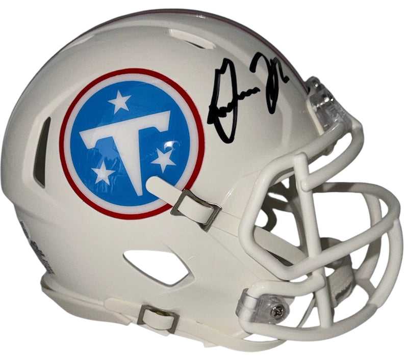 Gunnar Helm signed white Titans Speed mini helmet side view