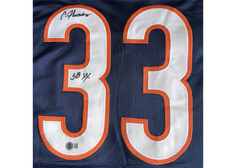 Calvin Thomas Signed Chicago Blue Football Jersey Beckett