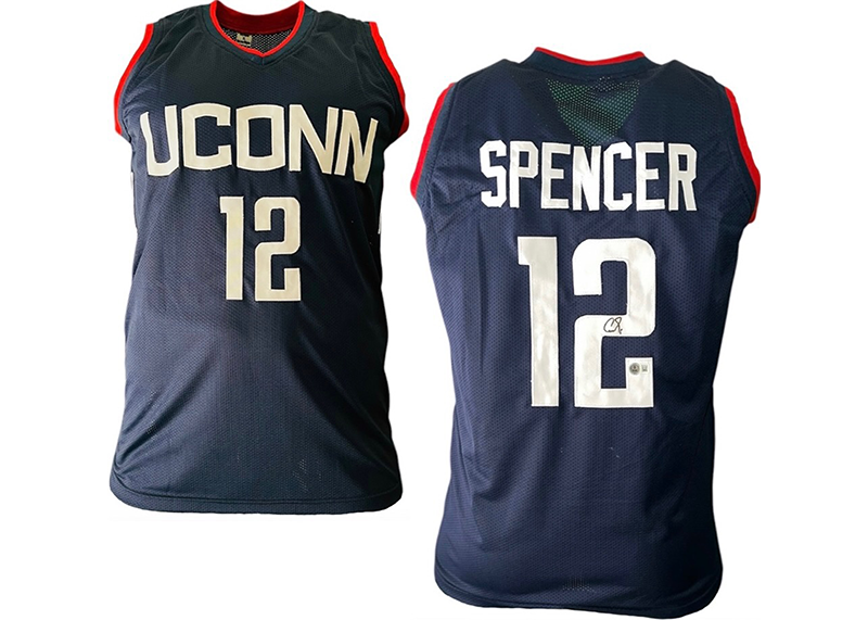 Cam Spencer Signed Uconn Blue  Basketball Jersey Beckett