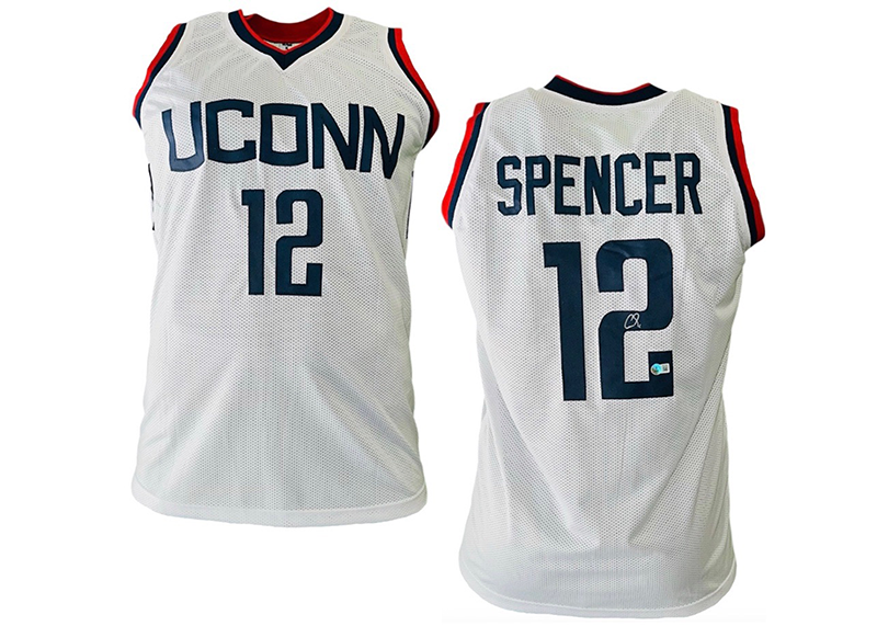 Cam Spencer Signed Custom White Uconn Basketball Jersey Beckett