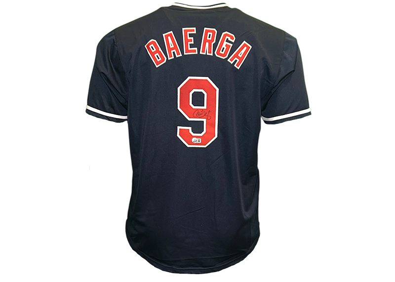 Carlos Baerga Signed Cleveland Blue Baseball Jersey Beckett