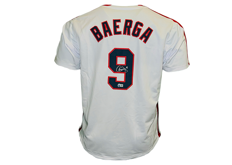 Carlos Baerga Signed Cleveland White Baseball Jersey Beckett