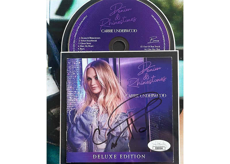 Carrie Underwood Signed 21x21 3D Light Up Framed Denim & Rhinestones CD JSA