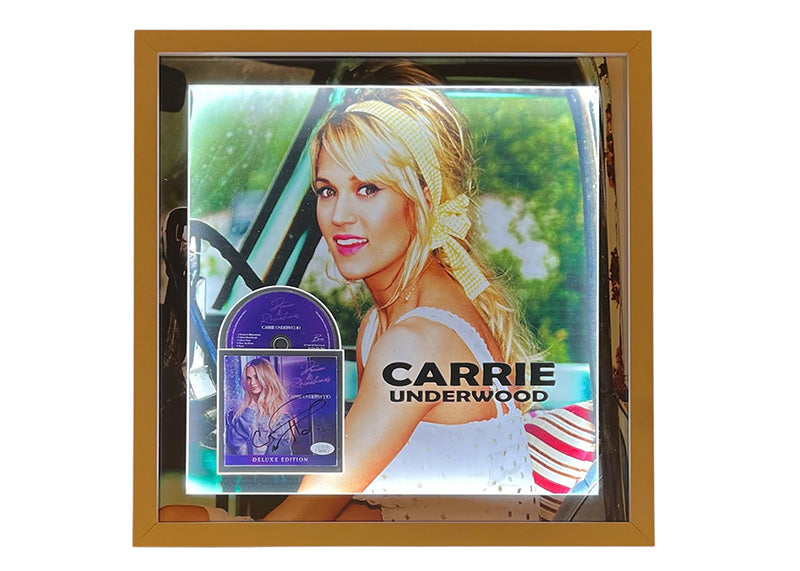 Carrie Underwood Signed 21x21 3D Light Up Framed Denim & Rhinestones CD JSA