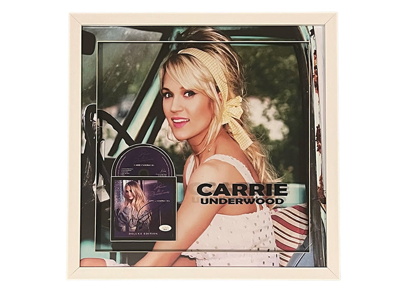 Carrie Underwood Signed 21x21 3D Light Up Framed Denim & Rhinestones CD JSA