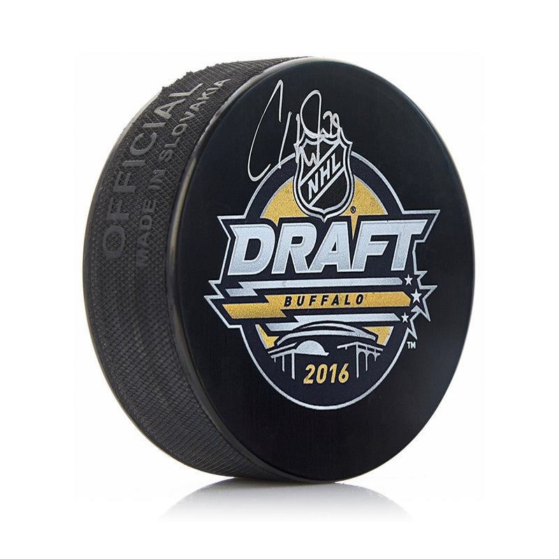 Carter Hart Vegas Golden Knights Autographed 2016 NHL Hockey Draft Logo Puck