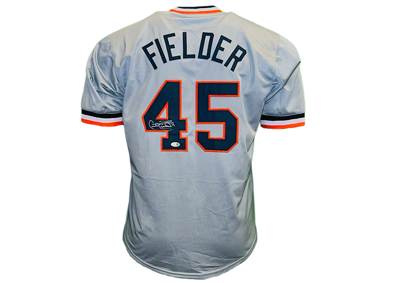Cecil Fielder Signed Detroit Gray Baseball Jersey JSA