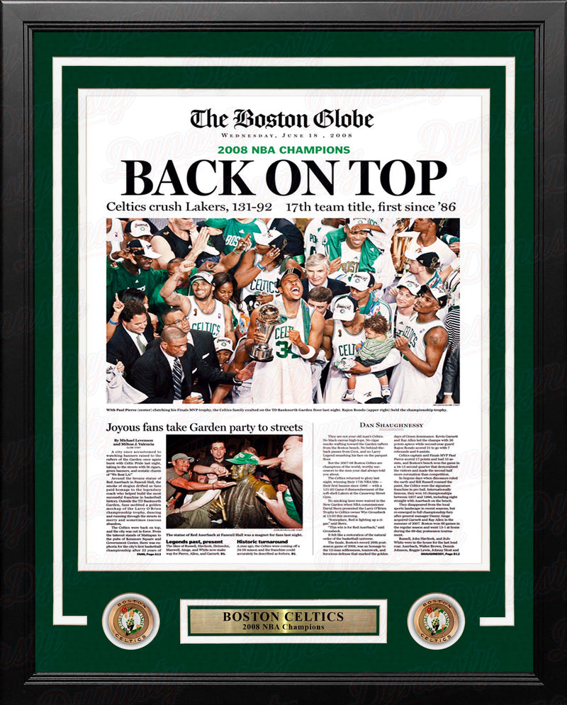 Boston Celtics 2008 NBA Champions Framed Boston Globe Photo