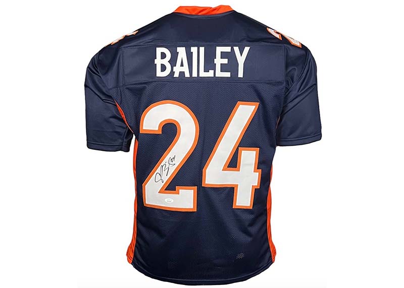 Champ Bailey Signed Custom Blue Football Jersey (JSA)