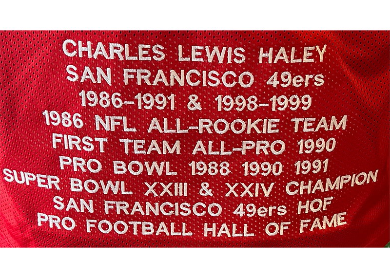 Charles Haley Signed Custom Red Stats Jersey JSA