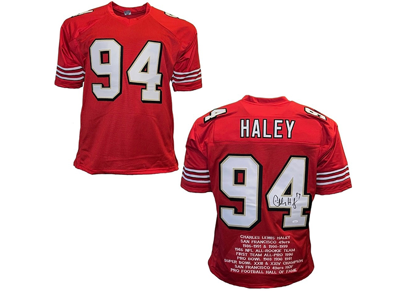 Charles Haley Signed Custom Red Stats Jersey JSA