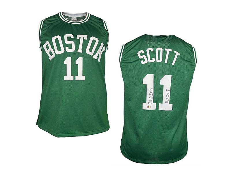 Charlie Scott Signed HOF 18 Inscription Boston Green Custom Basketball Jersey (Beckett)