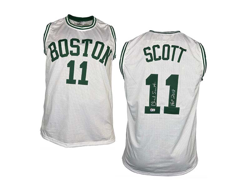 Charlie Scott Signed HOF 18 Inscription Boston white Custom Basketball Jersey (Beckett)