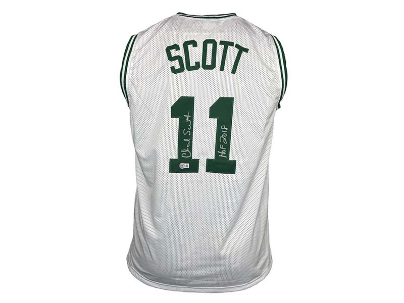 Charlie Scott Signed HOF 18 Inscription Boston white Custom Basketball Jersey (Beckett)