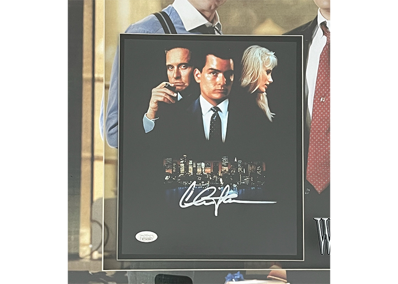 Charlie Sheen (Bud Fox) Wall Street Signed 3D LED Lights Farmed 23x23 Photo JSA