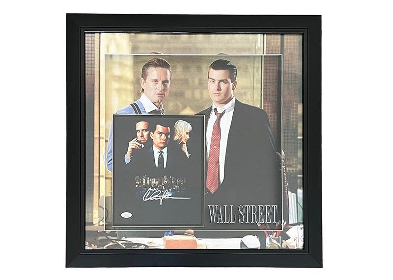 Charlie Sheen (Bud Fox) Wall Street Signed 3D LED Lights Farmed 23x23 Photo JSA