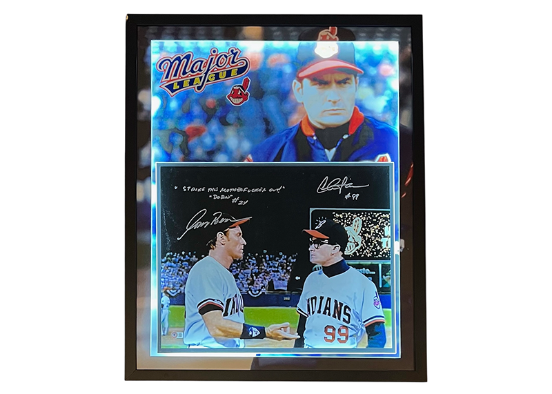 Charlie Sheen & Corbin Bernsen Signed Major League Photo LED Frame Beckett