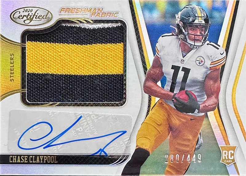 Chase Claypool 2020 Panini Certified - Freshman Fabric Mirror Signatures #280