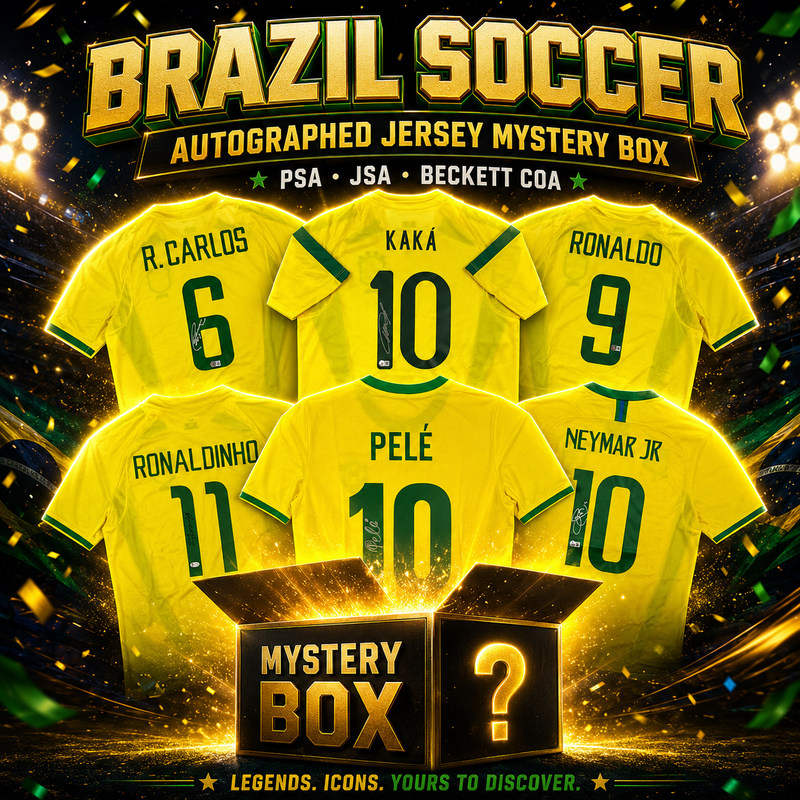 Brazil Soccer Autographed/Signed Jersey Mystery Box with PSA JSA or Beckett COA
