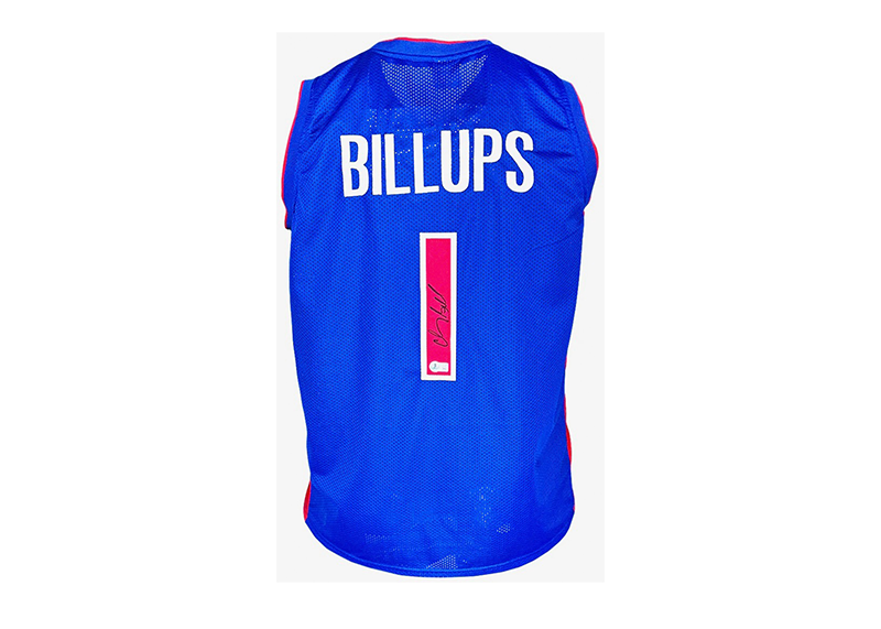 Chauncey Billups Signed Detroit Blue Basketball Jersey Beckett
