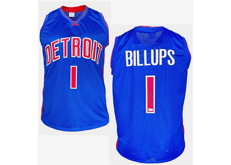 Chauncey Billups Signed Detroit Blue Basketball Jersey Beckett