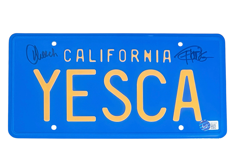 Cheech Marin & Tommy Chong Signed 6x12 License Plate (Beckett)