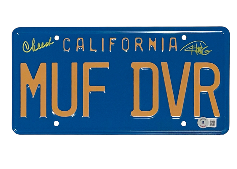 Cheech Marin & Tommy Chong Signed 6x12 License Plate (Beckett)