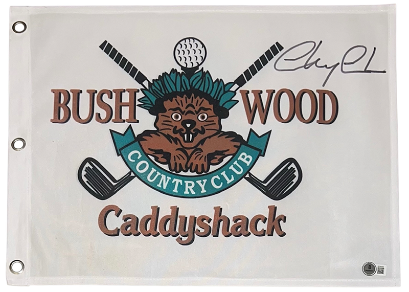 Chevy Chase Caddyshack Autographed Bushwood 13x17 Flag Beckett