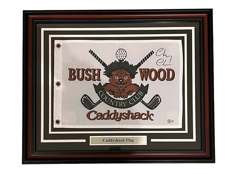 Chevy Chase Caddyshack Autographed Framed Bushwood 27x19 Pin Flag